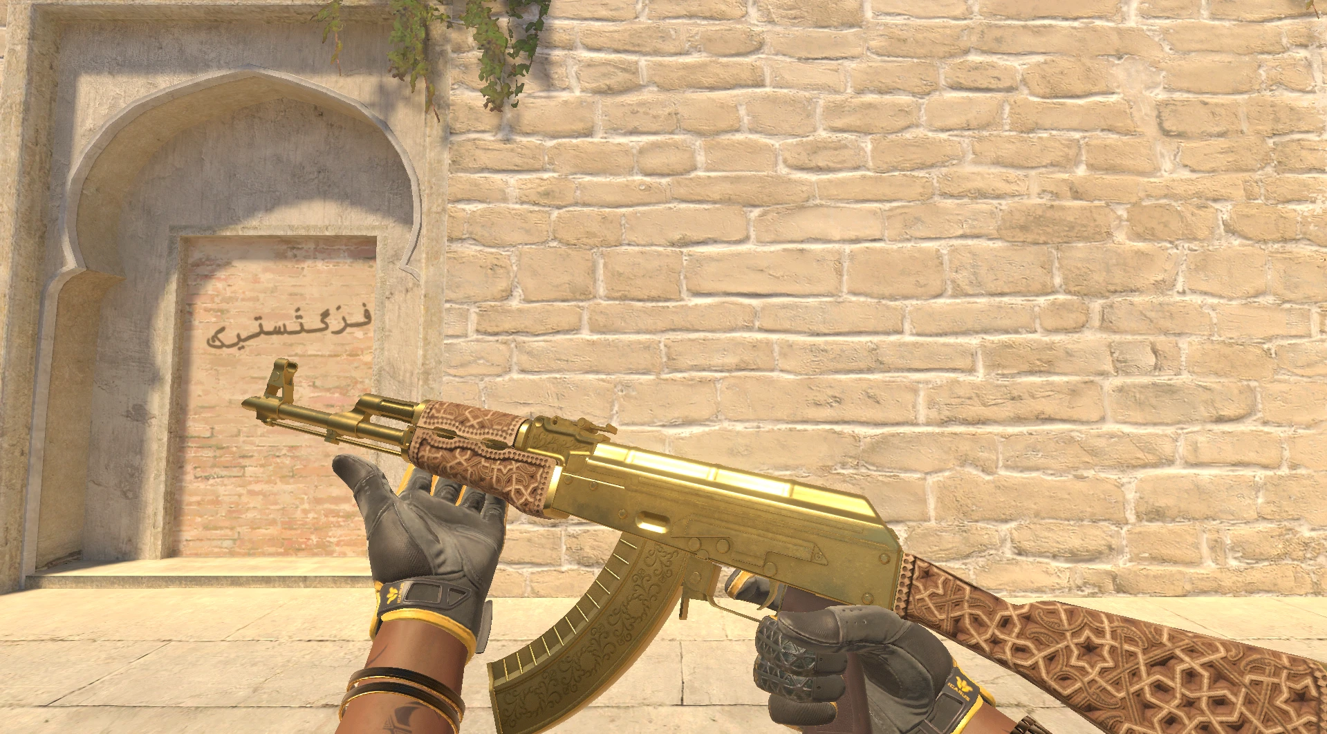 AK-47 Gold Arabesque Factory New yellow gold CS2 skin full flex