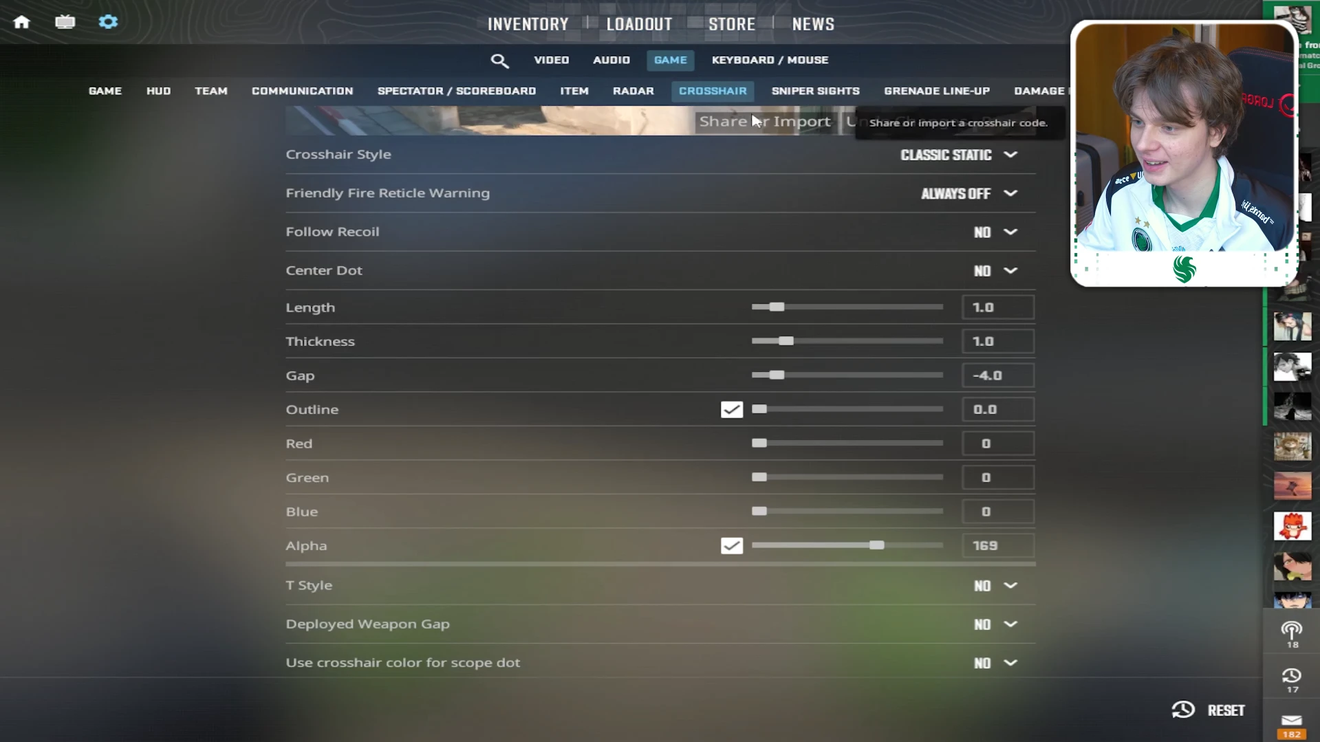 kyousuke CS2 crosshair settings