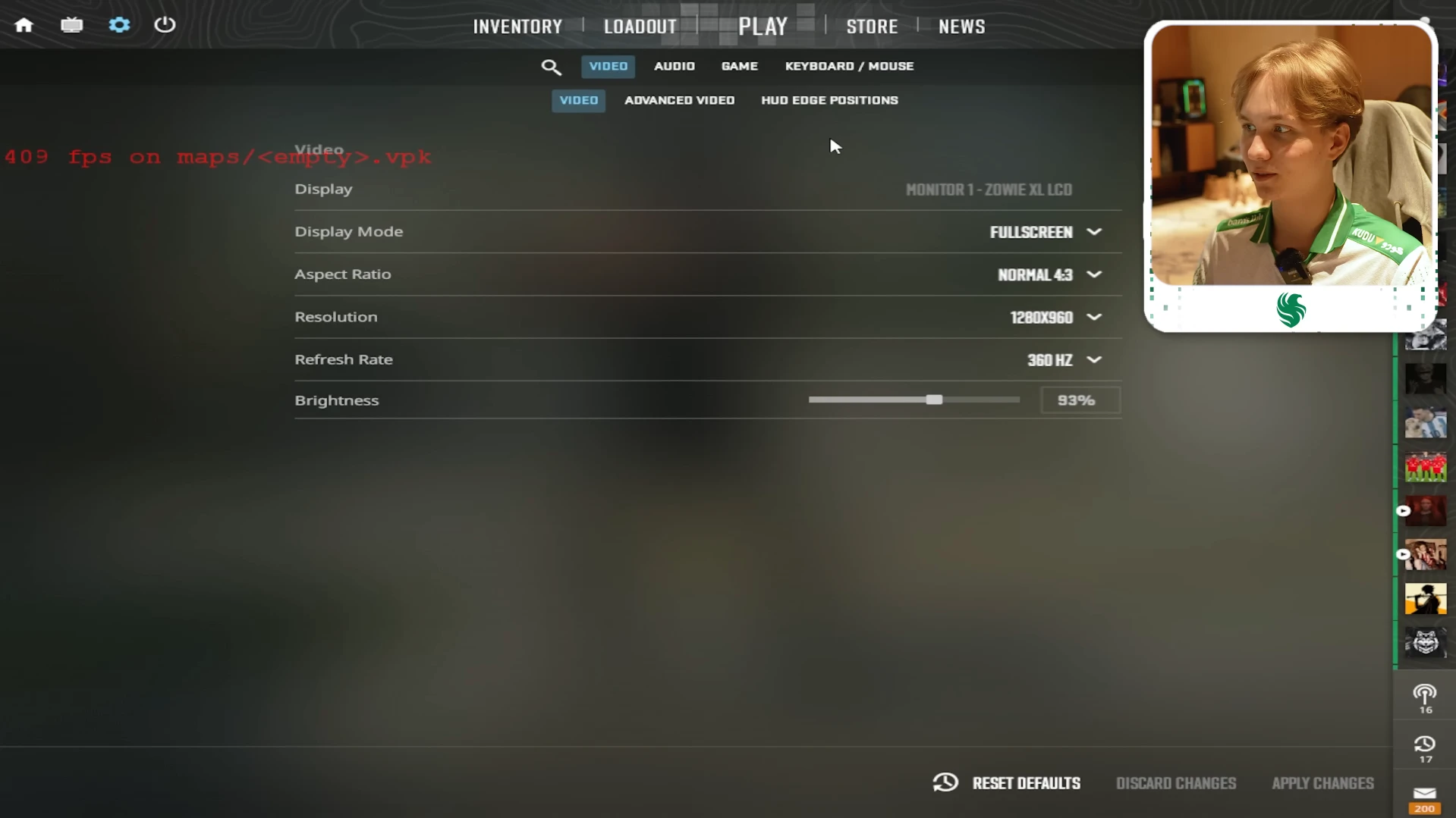 m0NESY CS2 video settings 1280x960 stretched resolution advanced settings