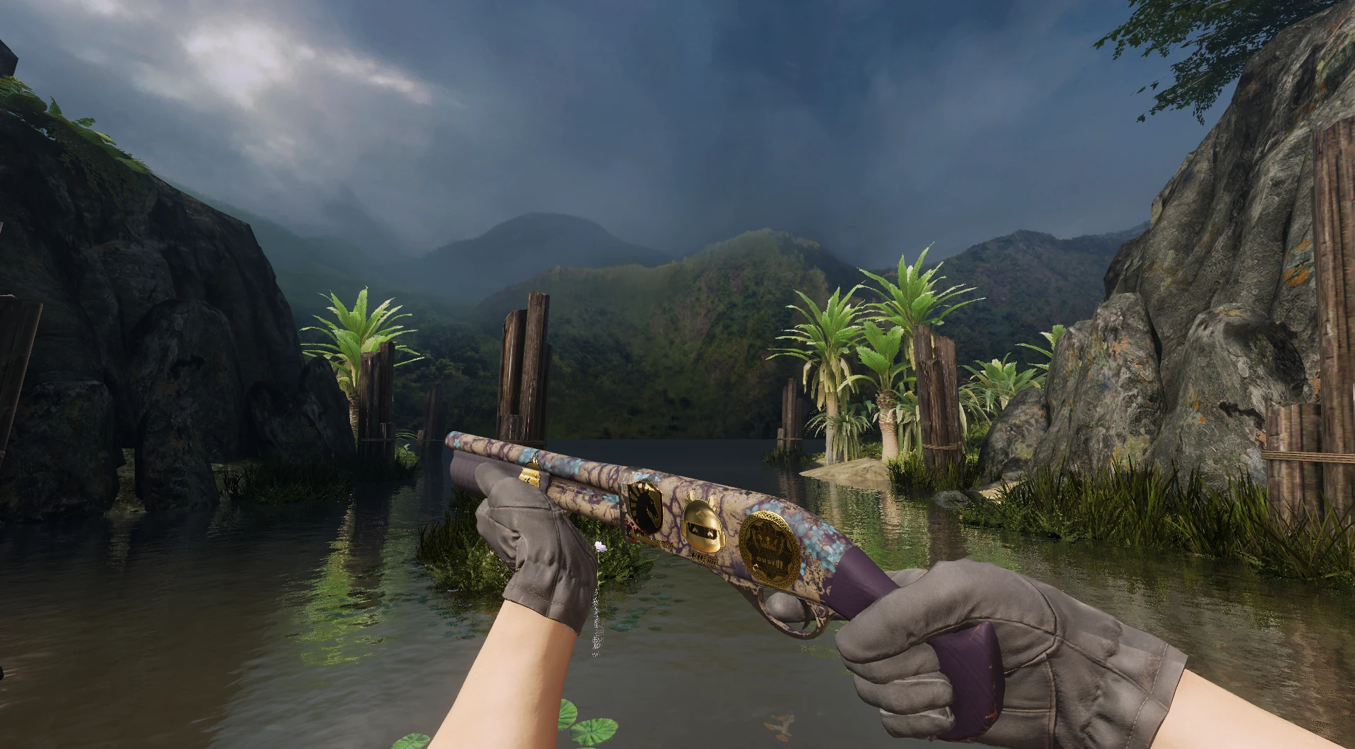 Souvenir Sawed-Off Parched CS2 budget shotgun skin blue flowers purple handle
