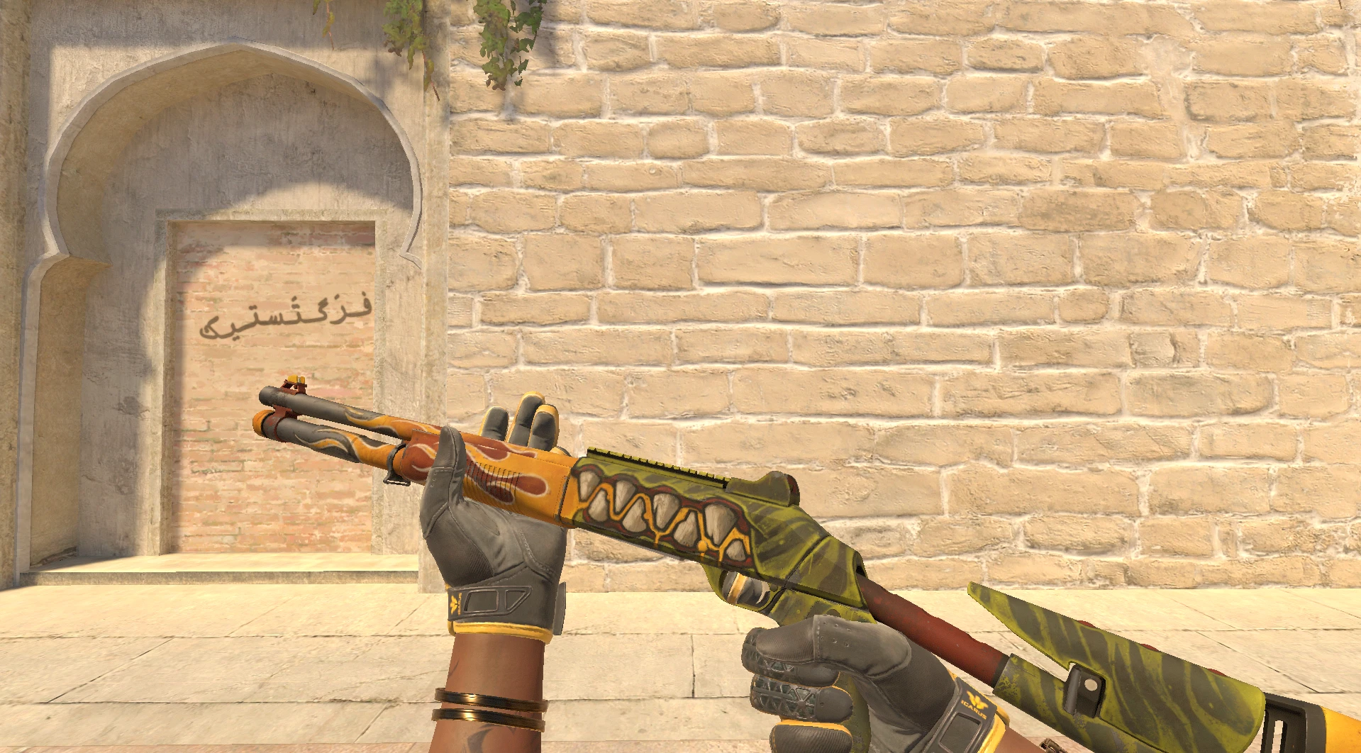XM1014 Incinegator yellow CS2 skin detailed artwork